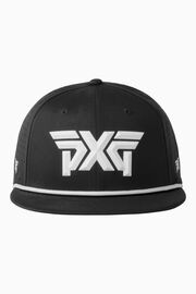 Men's 6-Panel High Crown Snapback Cap - Black/White Logo - One Size Black & White